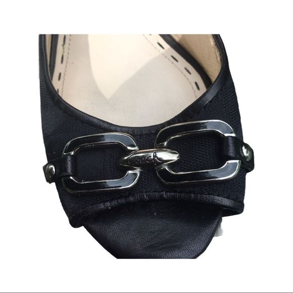 Coach Signature Cynthia Peep Toe Wedge Slingback. - Picture 2 of 10